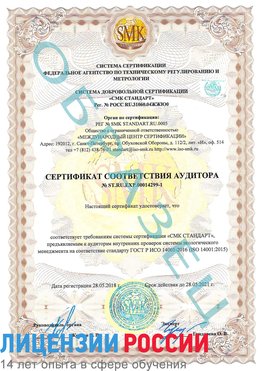 Образец сертификата соответствия аудитора №ST.RU.EXP.00014299-1 Лобня Сертификат ISO 14001